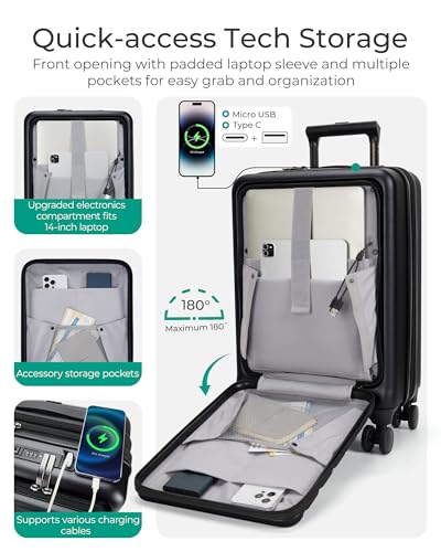 BAGSMART Expandable Carry On Luggage 20" with Spinner Wheels, TSA Lock, White D640894