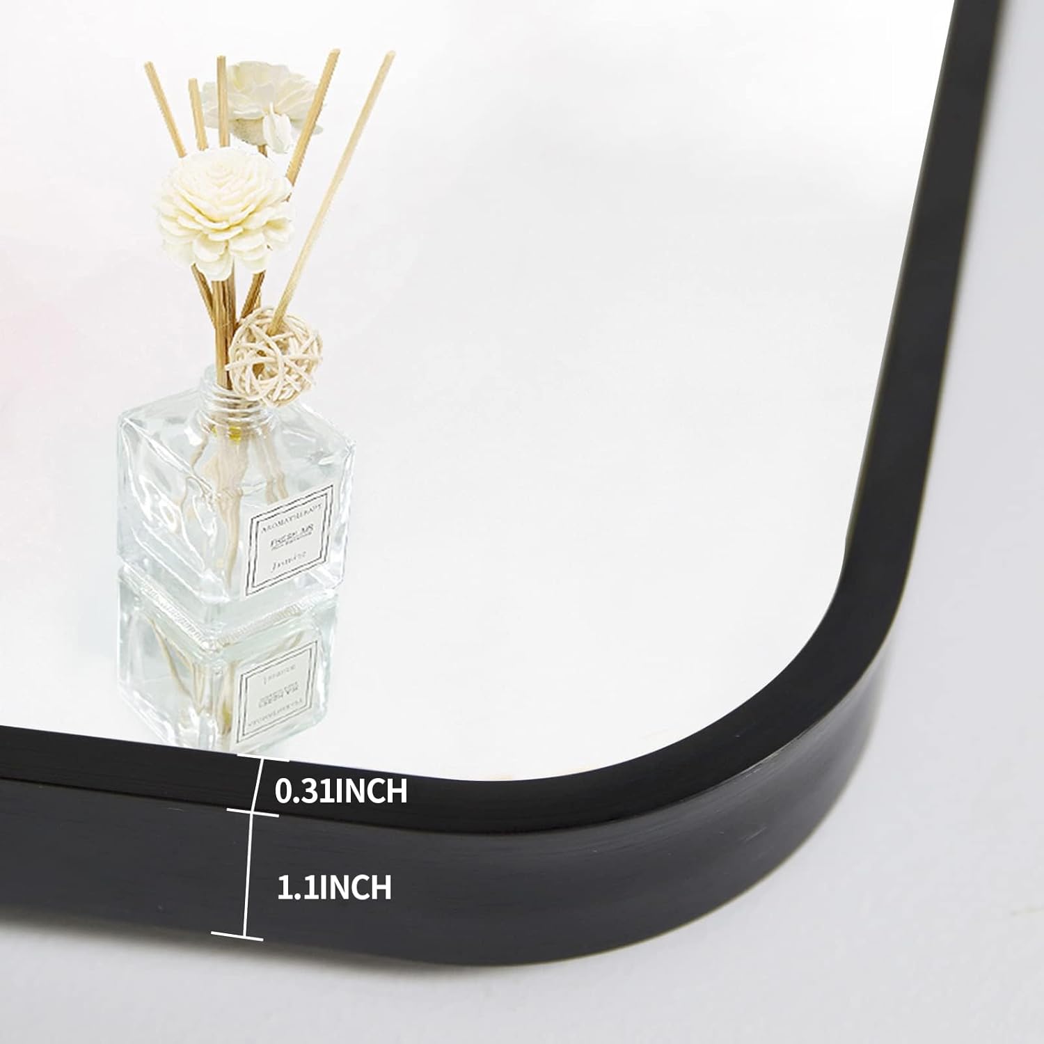 Arched Full Length Mirror with Stand, Wall Mounted, Black M31384