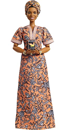Barbie Inspiring Women Doll, Maya Angelou Wearing Dress & Accessories, Collectible with Doll Stand & Certificate of Authenticity