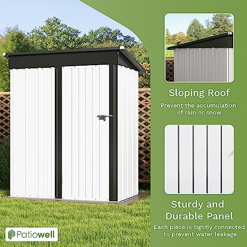 Patiowell 5x3 FT Outdoor Storage Shed with Sloping Roof and Lockable Door, Brown L4971