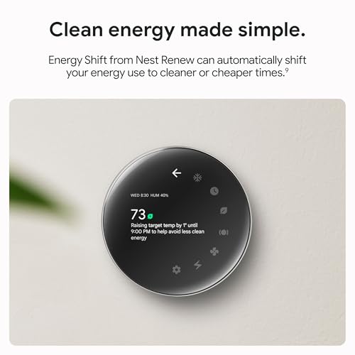 Google Nest Learning Thermostat (4th Gen) with Temperature Sensor - Polished Silver Y52599