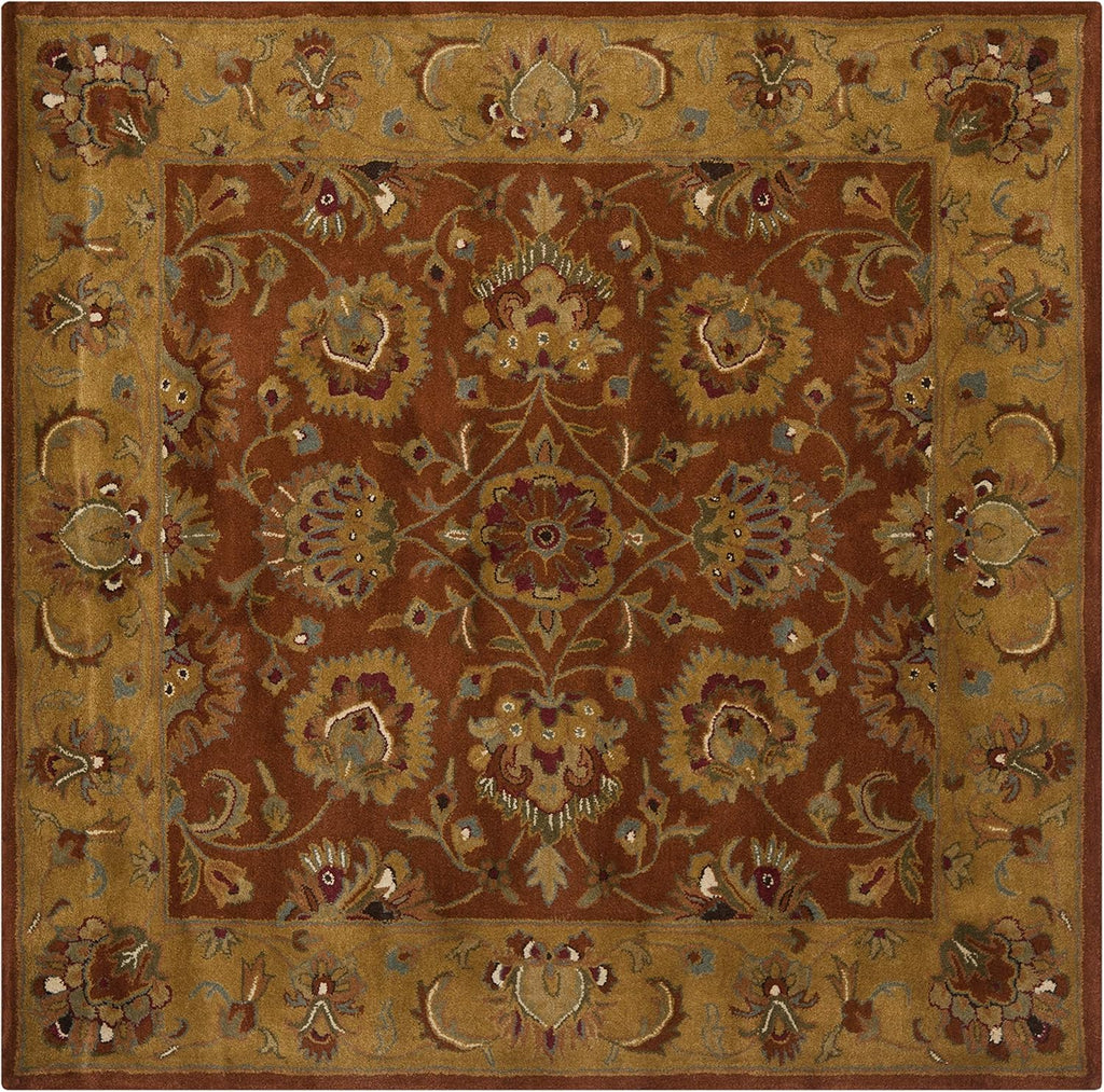 SAFAVIEH Heritage Collection 6' Square Red/Natural Handmade Wool Area Rug N7964