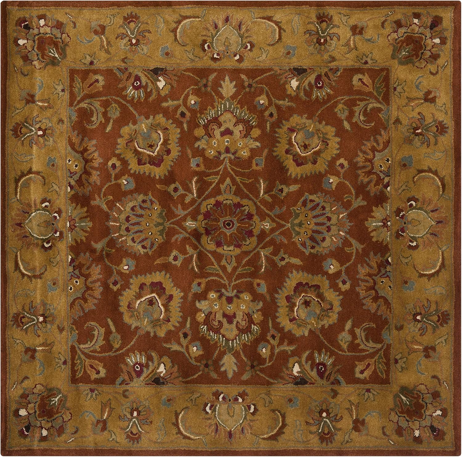 SAFAVIEH Heritage Collection 6' Square Red/Natural Handmade Wool Area Rug N7964