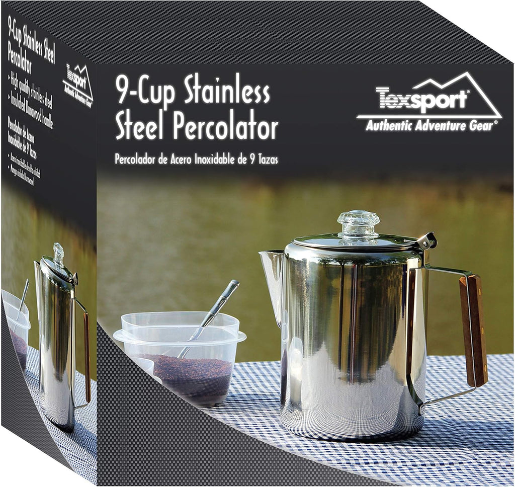Texsport 9 Cup Stainless Steel Percolator Coffee Maker K999