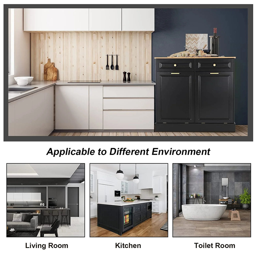 GEROBOOM Double Tilt Out Kitchen Trash Cabinet with Drawer, Black Z980653