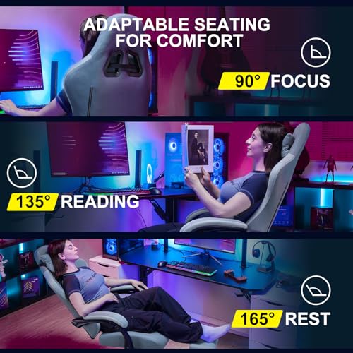 GTPLAYER Gaming Chair with Pocket Spring Cushion, Linkage Armrests and Footrest P648