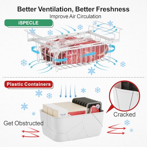 iSPECLE Freezer Organizer Bins 2 Pack, Expandable Stackable for Chest Freezer, Black R10570