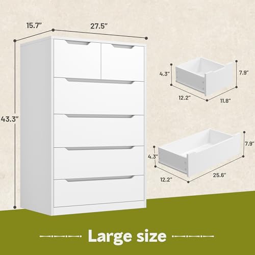 6 Drawer Dresser for Bedroom, Tall Black Chest of Drawers X4524