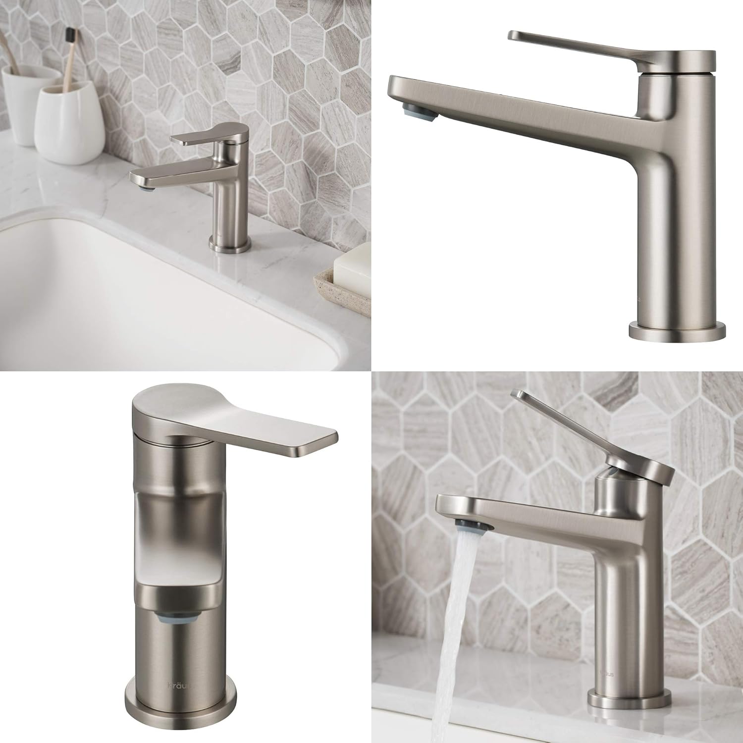 KRAUS Indy Single Handle Basin Bathroom Faucet, Spot Free Stainless Steel T51908