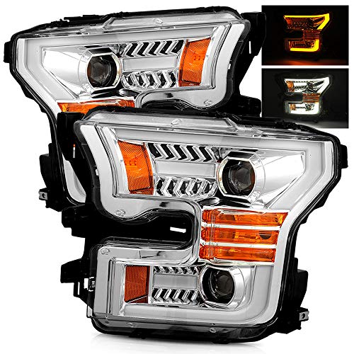 AlphaRex PRO-Series Jet Black LED Tube Dual Projector Headlights for 15-17 Ford F150 M7591