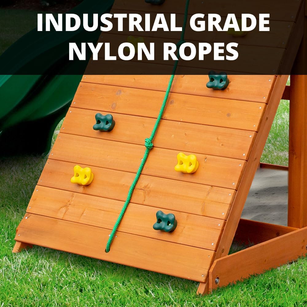 Gorilla Playsets Avalon Wooden Swing Set with Canopy, Climbing Wall and Slide X3919