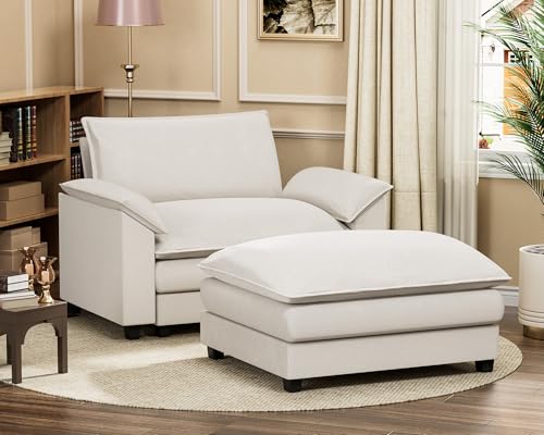 Homall 119" Modular Sectional Sofa with Reversible Ottoman, Light Grey V97154