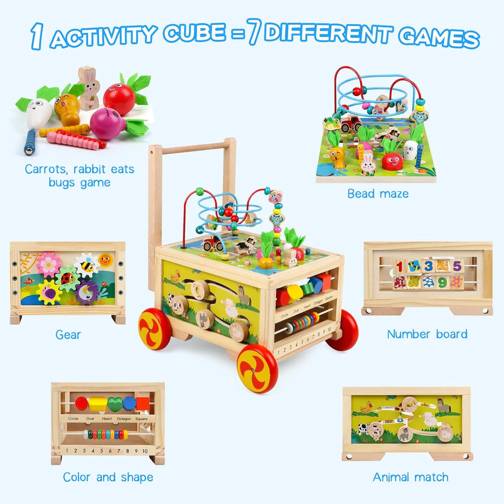 Wooden 7-in-1 Montessori Activity Cube for Toddlers D492