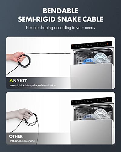 Anykit 1080P HD Dual Lens Endoscope Camera with 8 LED Lights, 16.5ft Semi-Rigid Snake Camera H9256