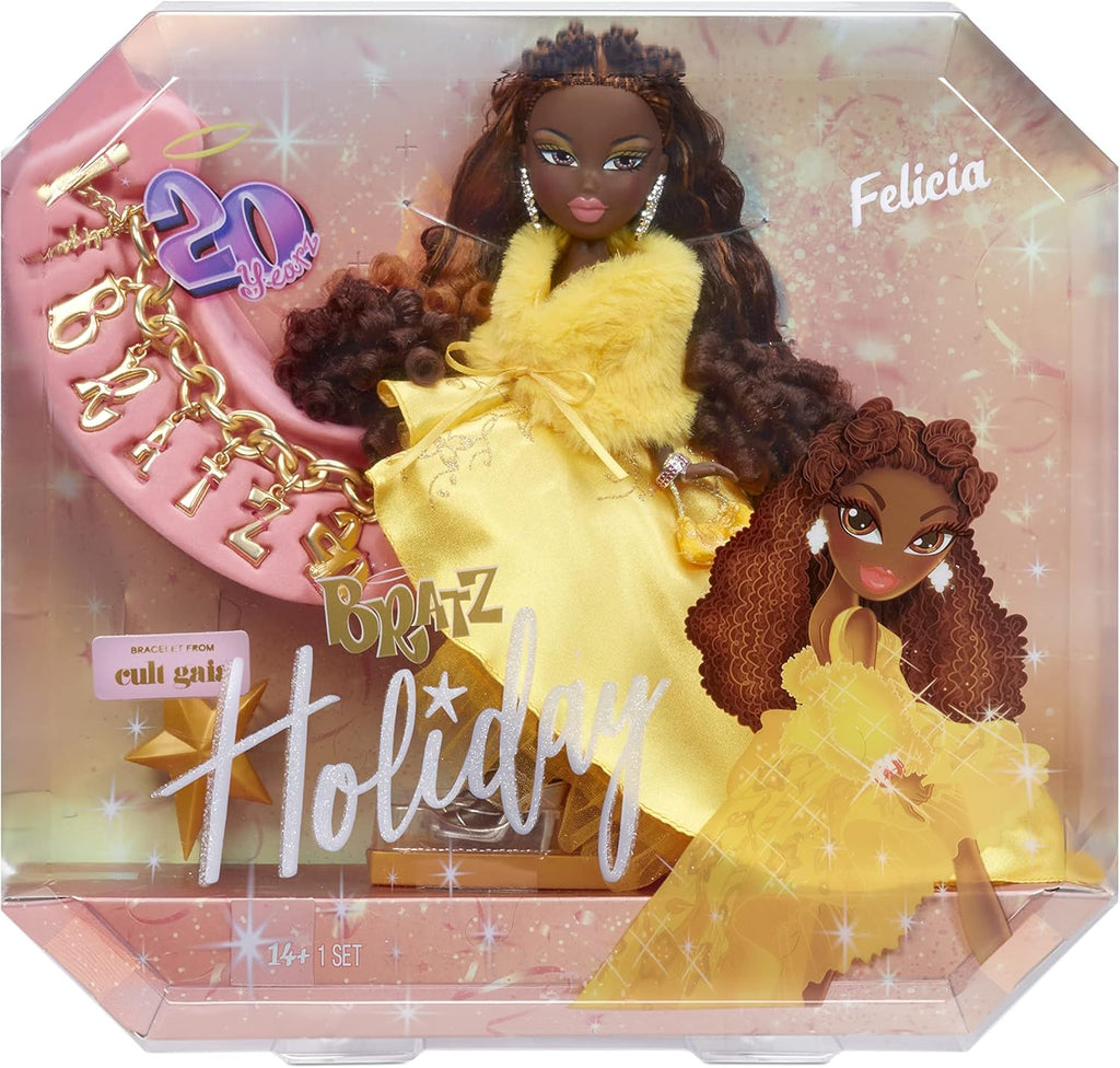 Bratz Holiday 20 Yearz Special Edition Collector Felicia Fashion Doll with Cult Gaia Bracelet, Multicolor, (578598EUC)