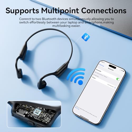 Bone Conduction Headphones Wireless Bluetooth 5.4 Open Ear Sports Headset with Mic, IPX6 Waterproof (Green) R3266