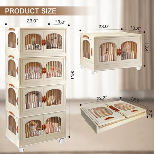 Storage Bins with Lids, 25.2 Gallon Collapsible, 3 Pack Stackable I5748