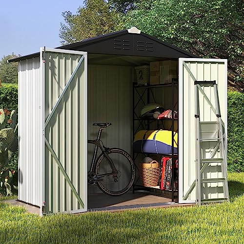 Patiowell 5x3 FT Outdoor Storage Shed with Sloping Roof and Lockable Door, Brown L4971
