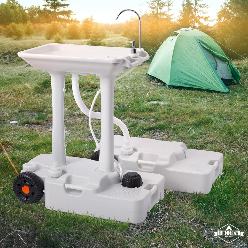 Hike Crew XL Portable Camping Sink & Waste Tank with 8 Gal Capacity and Foot Pump W624476