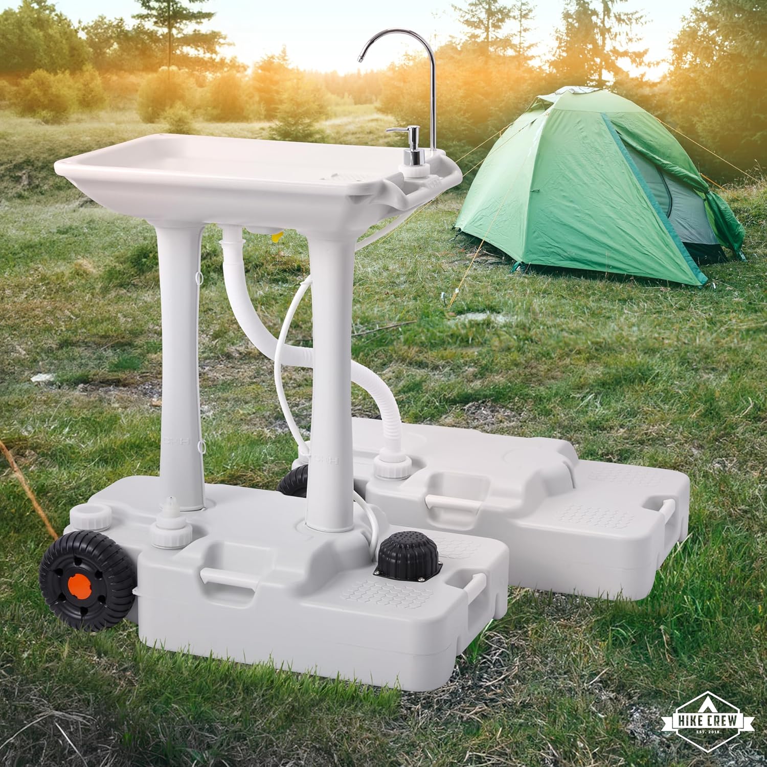Hike Crew XL Portable Camping Sink & Waste Tank with 8 Gal Capacity and Foot Pump W624476
