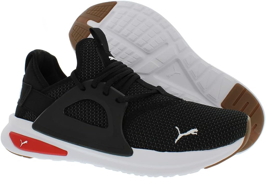 Puma Men's Softride Enzo Evo Knit Shoes, Black/Castlerock/Red H17923