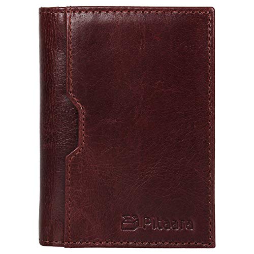 Pitaara Genuine Leather Slim Bifold Front Pocket Wallet with RFID Blocking W383743