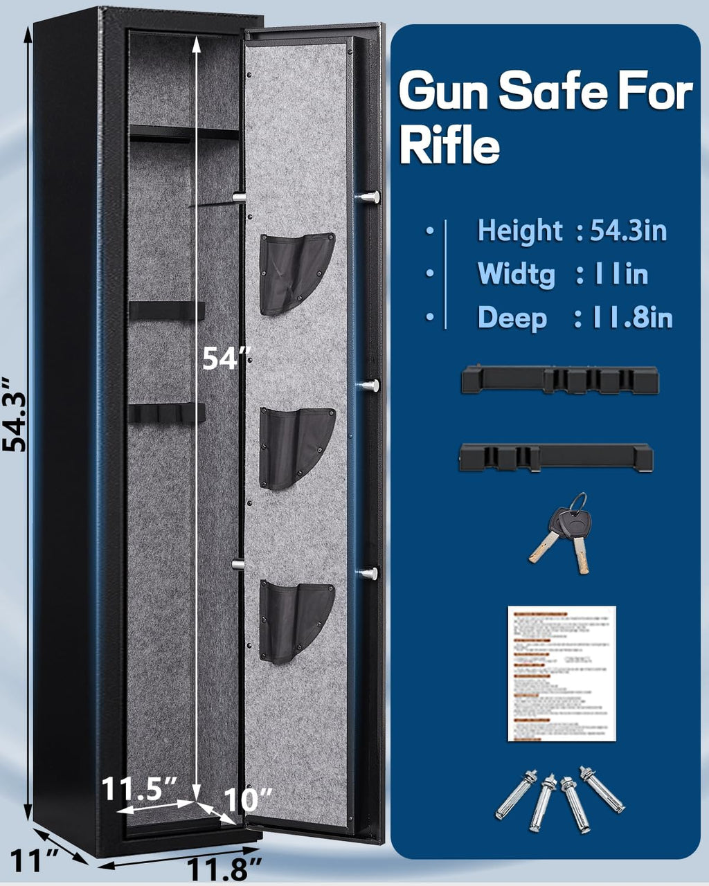 Fandon 5-6 Gun Safe for Rifles and Pistols with Removable Shelves C572708