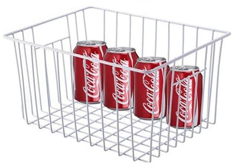 16" Upright Freezer Organizer Baskets, Wire Storage Bins, White, Set of 6 V556519