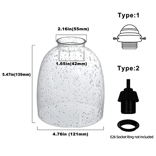 4 Pack Clear Seeded Glass Replacement Shades for Ceiling Fan Light Fixtures A828668