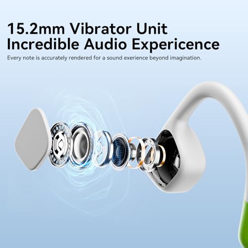 Bone Conduction Headphones Wireless Bluetooth 5.4 Open Ear Sports Headset with Mic, IPX6 Waterproof (Green) R3266