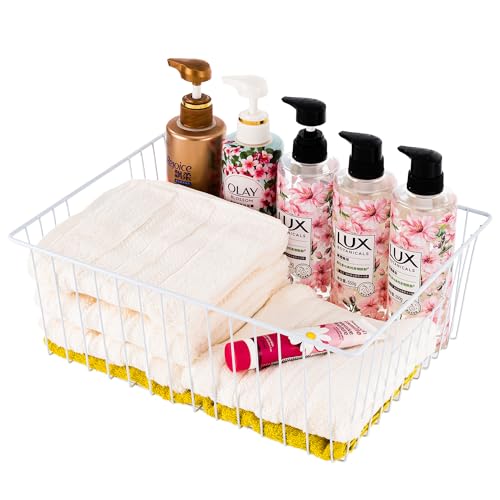 16" Upright Freezer Organizer Baskets, Wire Storage Bins, White, Set of 6 V556519