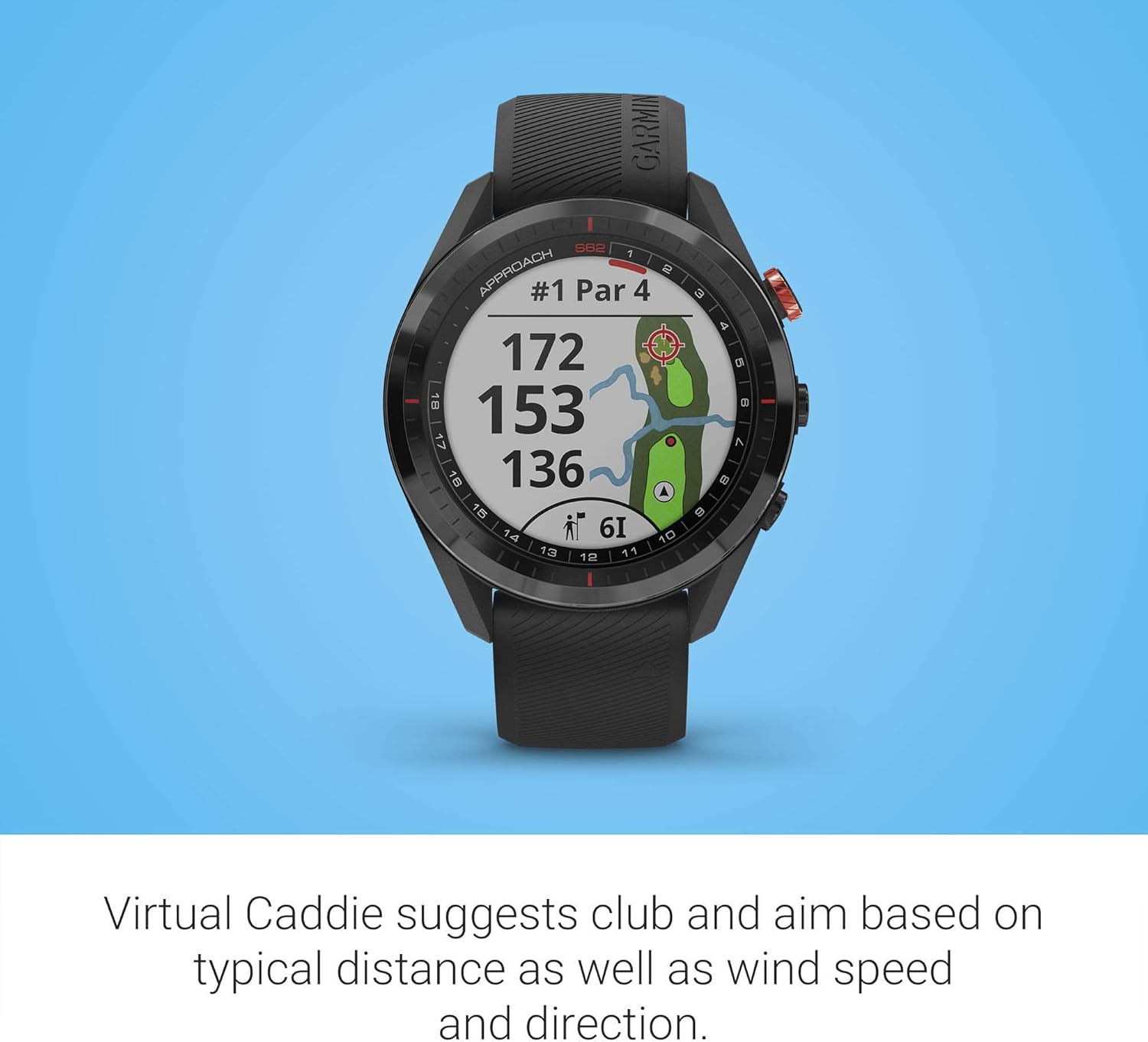 Garmin Approach S62 Golf GPS Watch, Virtual Caddie, Full Color Screen, Black (Renewed) R297