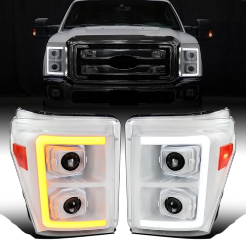2011-2016 Ford Super Duty Dual Projector Headlights LED Sequential Turn Signals Pair Black B630412