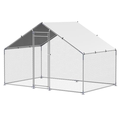 VEVOR Large Metal Chicken Coop with Run, Walk-in Outdoor Poultry Pen W388