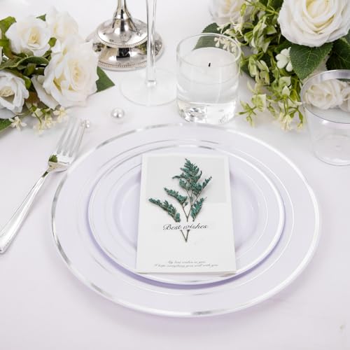 bUCLA 300PCS Gold Disposable Dinnerware Set - White and Gold Plastic Plates for Party S185