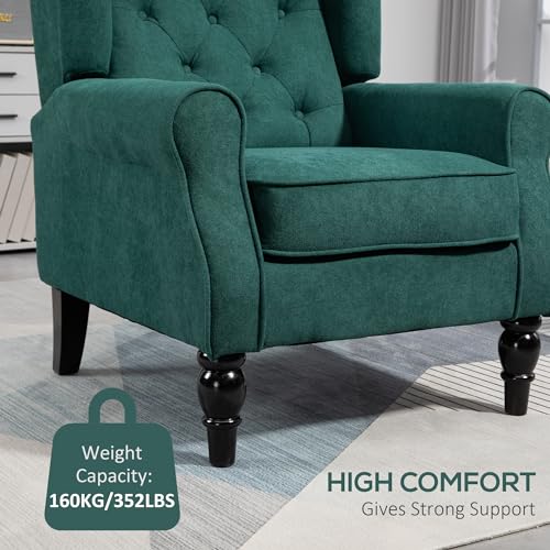 HOMCOM Mid-Century Modern High Wingback Accent Chair with Wood Legs, Dark Brown V59069