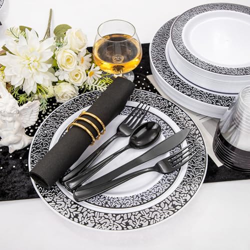 WELLIFE Silver Party Dinnerware Set for 50 Guests, Disposable A689948
