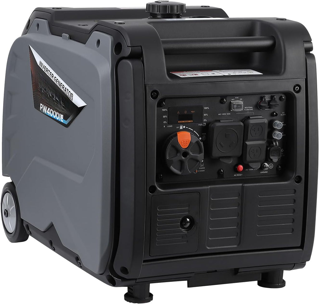 Portable Power Station - 4000W Inverter Generator, 120V AC Outlet, Silent Operation, CO Safety Alert, Ideal for Camping & Home Use
