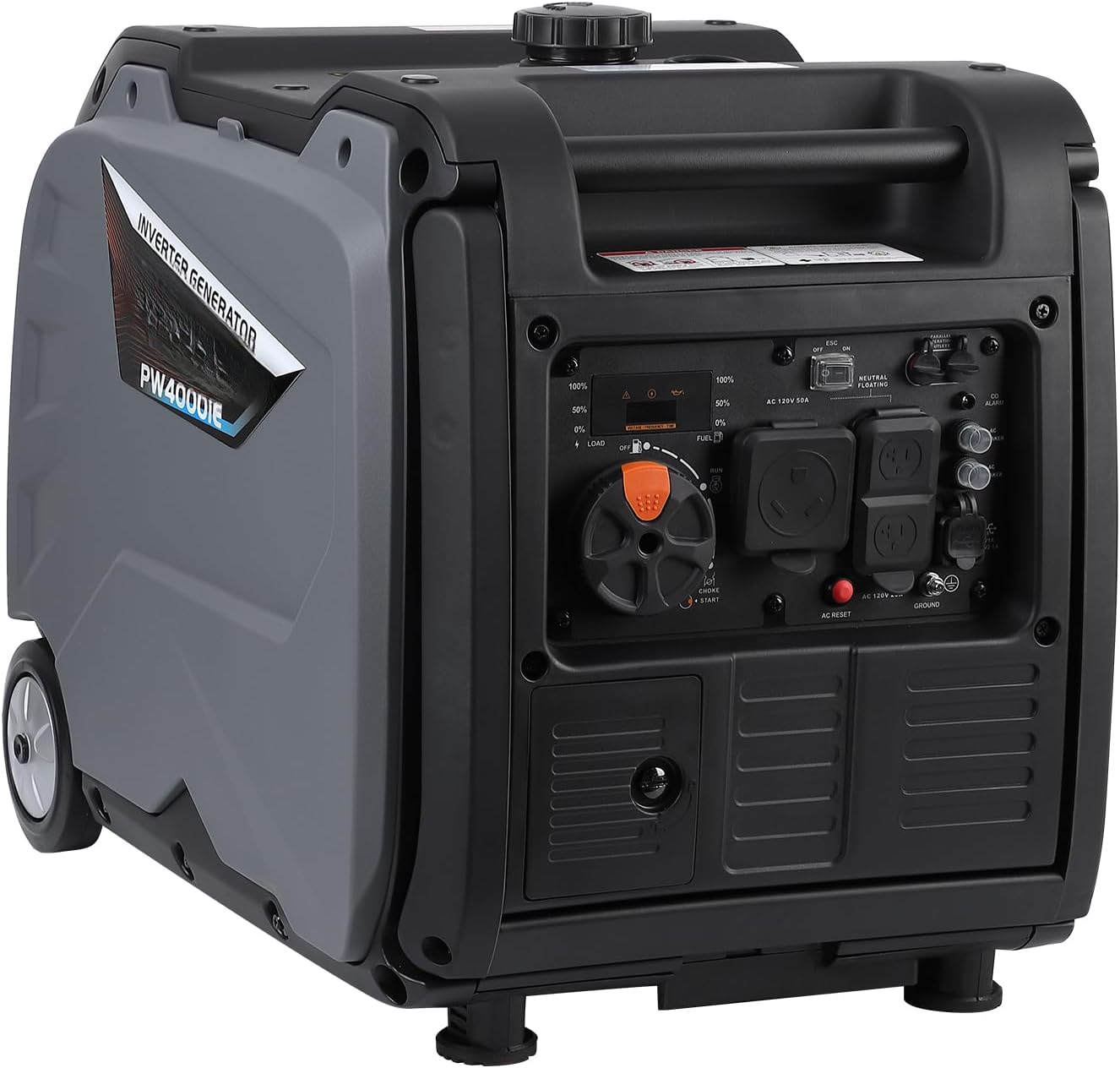 Portable Power Station - 4000W Inverter Generator, 120V AC Outlet, Silent Operation, CO Safety Alert, Ideal for Camping & Home Use