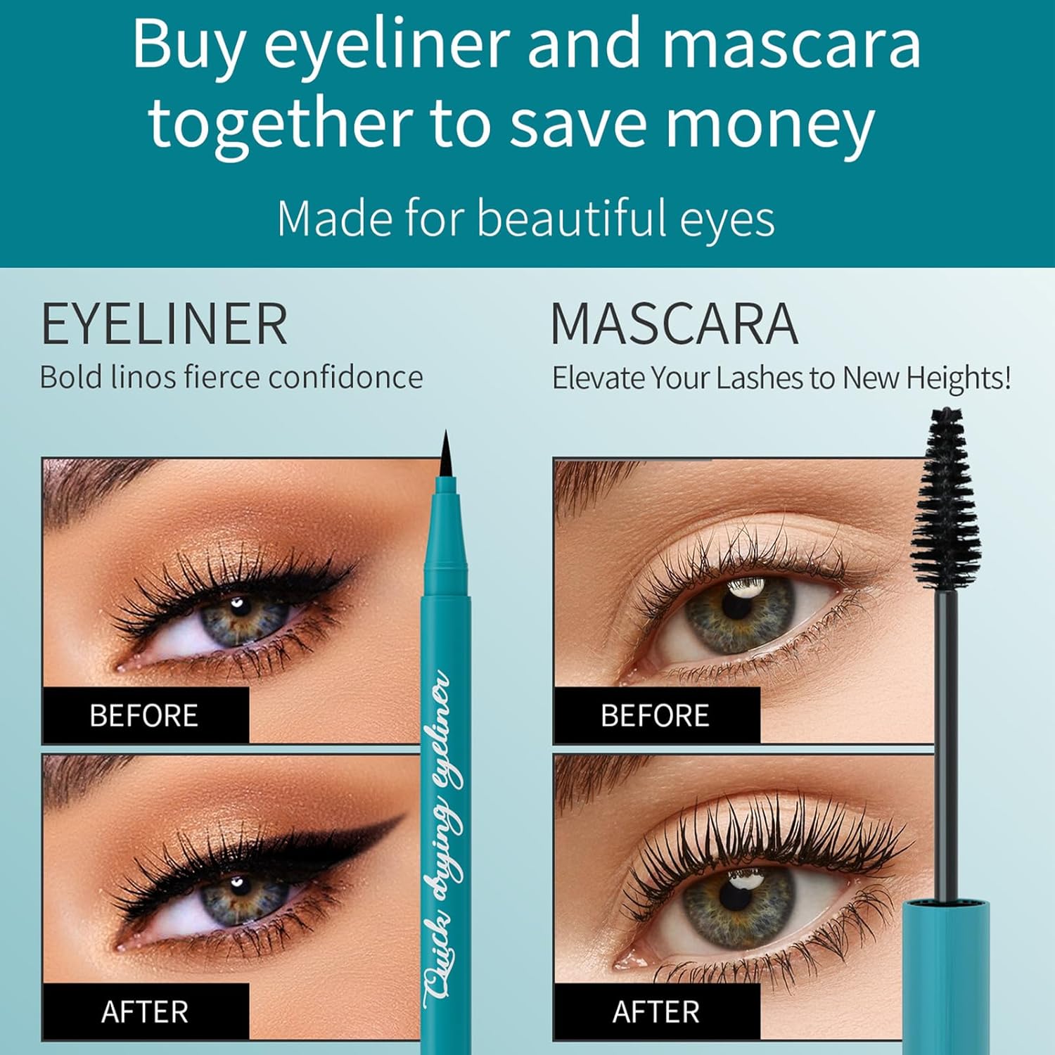 Thrive Mascara Liquid Lash Extensions & Eyeliner Set, Black, Waterproof C602469
