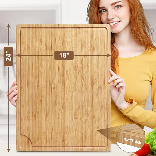 Extra Large Bamboo Cutting Board 30x20 Inch with Juice Groove R326194