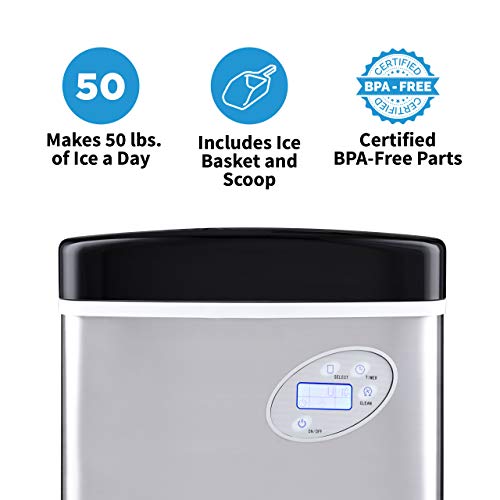 Newair Portable Ice Maker 50 lb Daily, Compact Countertop, Stainless Steel Z926920