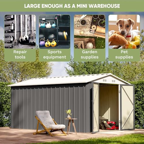 Patiowell 3 x 3 FT Outdoor Storage Shed with Sloping Roof, Grey F27529