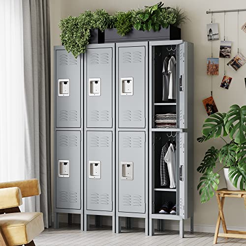 Letaya Metal Lockers 5 Doors 66" Tall Steel Storage Cabinet Gray G40479