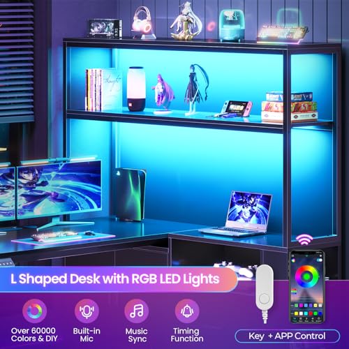SEDETA L Shaped Standing Desk with Drawers & Hutch, White X476869