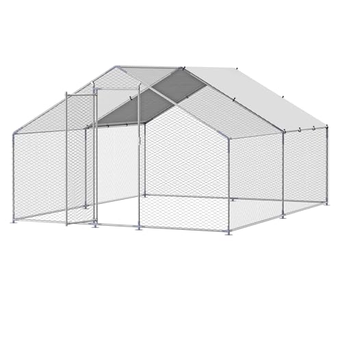 VEVOR Large Metal Chicken Coop with Run, Walk-in Outdoor Poultry Pen W388