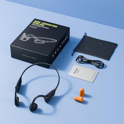 Bone Conduction Headphones Wireless Bluetooth 5.4 Open Ear Sports Headset with Mic, IPX6 Waterproof (Green) R3266