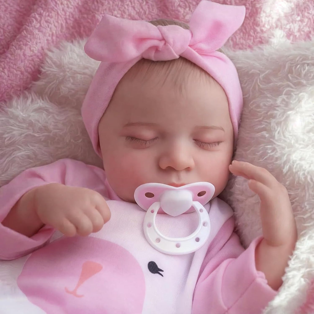 JIZHI Lifelike Reborn Baby Dolls - 17-Inch Soft Cloth Body Realistic-Newborn Baby Dolls Sleeping Baby Girl Real Life Baby Dolls with Toy Accessories Gift Set for Kids Age 3+