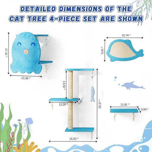 COZIWOW Wall Mounted Cat Shelves and Perches, Set of 5 (Grey) Y44261