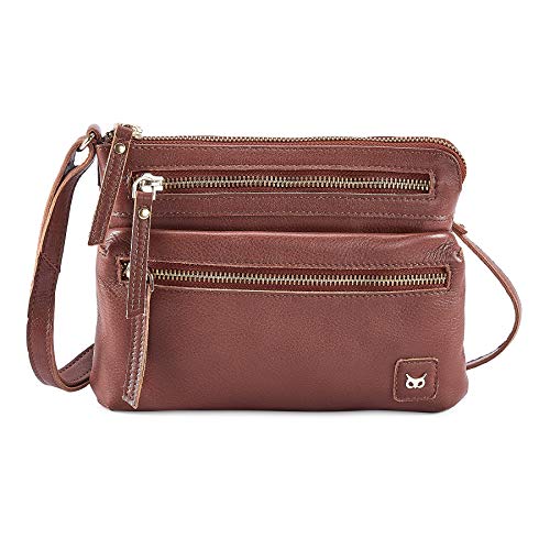 Wise Owl Accessories Small Crossbody Sling Bag Real Leather Purse for Women T546